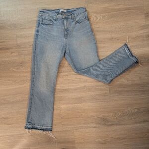 LOFT Light Blue "The Kick Crop" Jeans With Tattered Hem Women's Size 6 Or 28